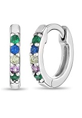 nice silver multicolor cubic zirconia rainbow hoop baby earrings